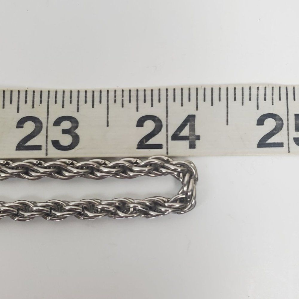 Vintage Silver Tone Rope Chain Box Tassel Round Clear Ball Lariat Opera Necklace - Picture 9 of 11